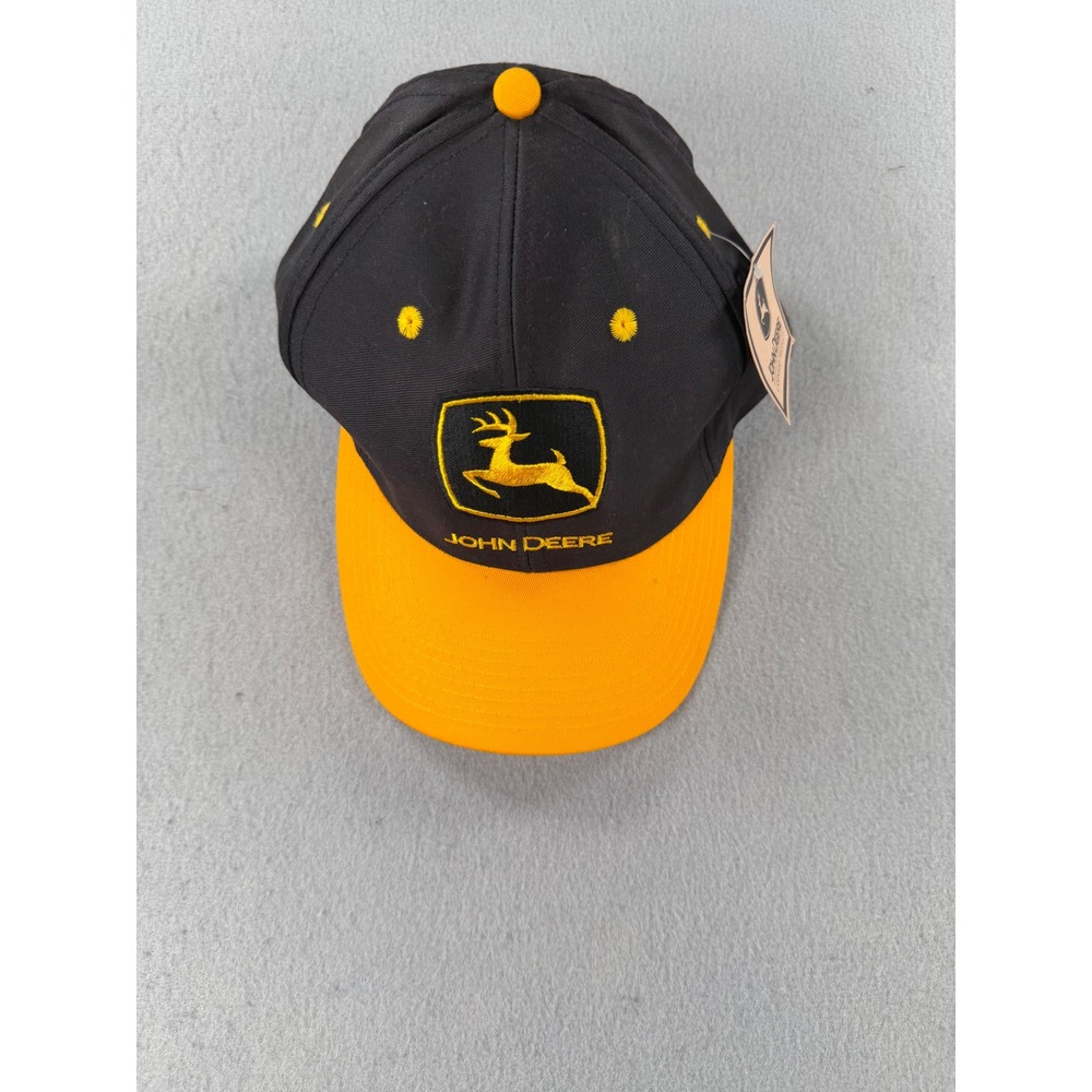 John Deere Hat Mens Black Yellow Snapback Nothing Runs Like A Deere Cyrk NWT